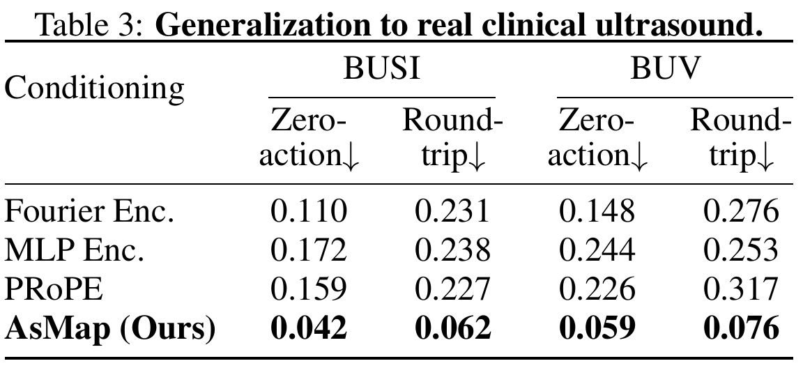 Table 3, original paper screenshot: BUSI and BUV zero-action and round-trip consistency